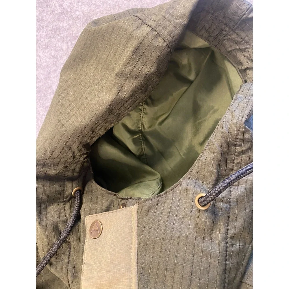 Burton Durable Goods Mens Small Frontier Hooded Parka Olive Sherpa Lined Ripstop